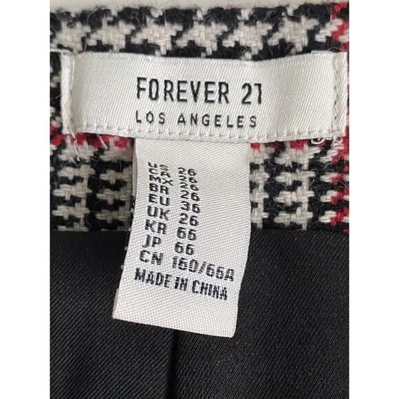 Forever 21 Juniors Sz 26 Mini Skirt Multicolor Houndstooth Plaid With Pockets - Picture 2 of 8